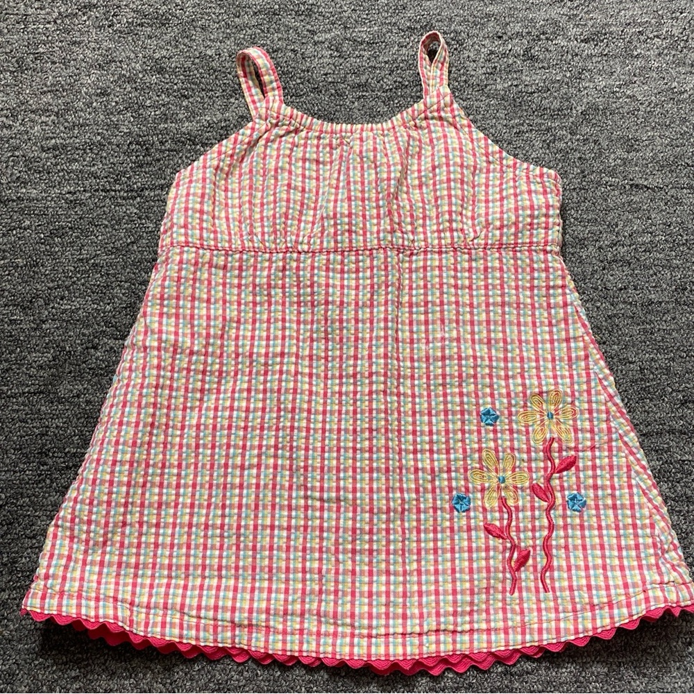Osh Kosh Vintage Baby Linen Overalls Dress 12 Months Striped